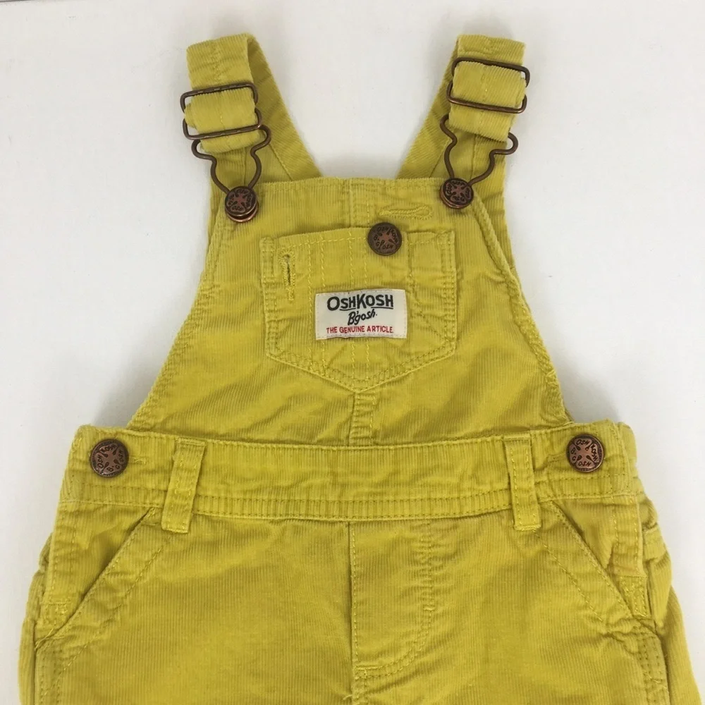Oshkosh B’Gosh 1990’s Vintage Yellow Corduroy Overalls Kids Size 6 Months